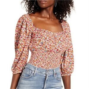 AFRM Floral Smocked Top